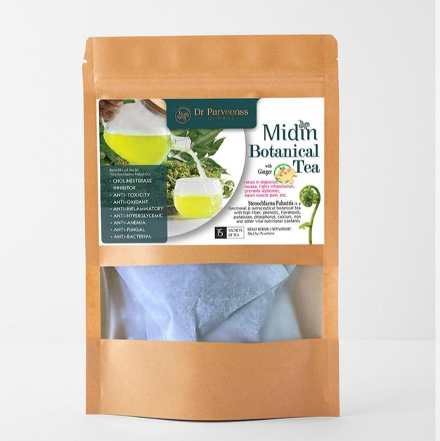 MIDIN BOTANICAL TEA WITH GINGER (15 sachets/teabags in ZIPLOCK BAG)
